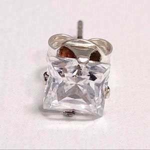 DIAMONIQUE Sterling Silver SINGLE Square Earring 6mm